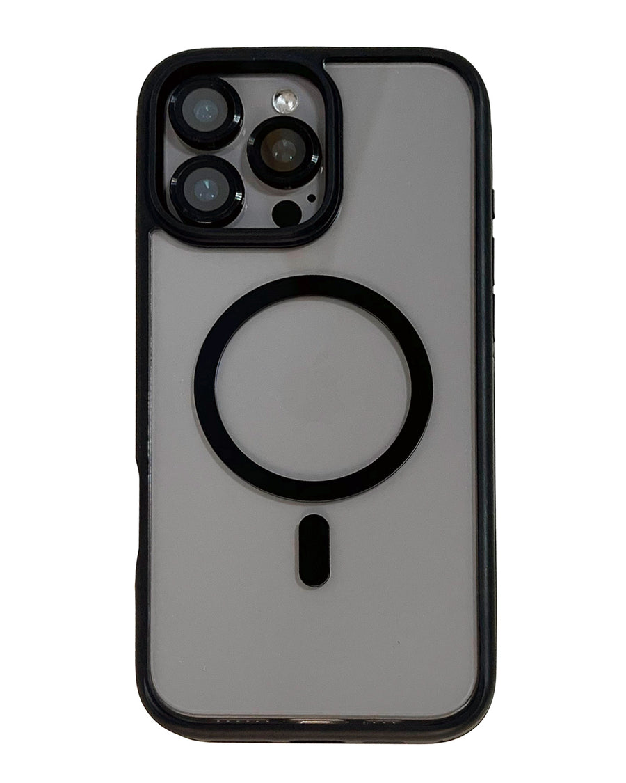 Black Tadamall Premium Clear MagSafe case for iPhone 16 Pro Max, showcasing a slim, transparent protective phone cover by TecHub.
