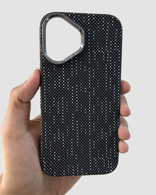 Abstract Starry Pixels Case for iPhone 16 - Grey