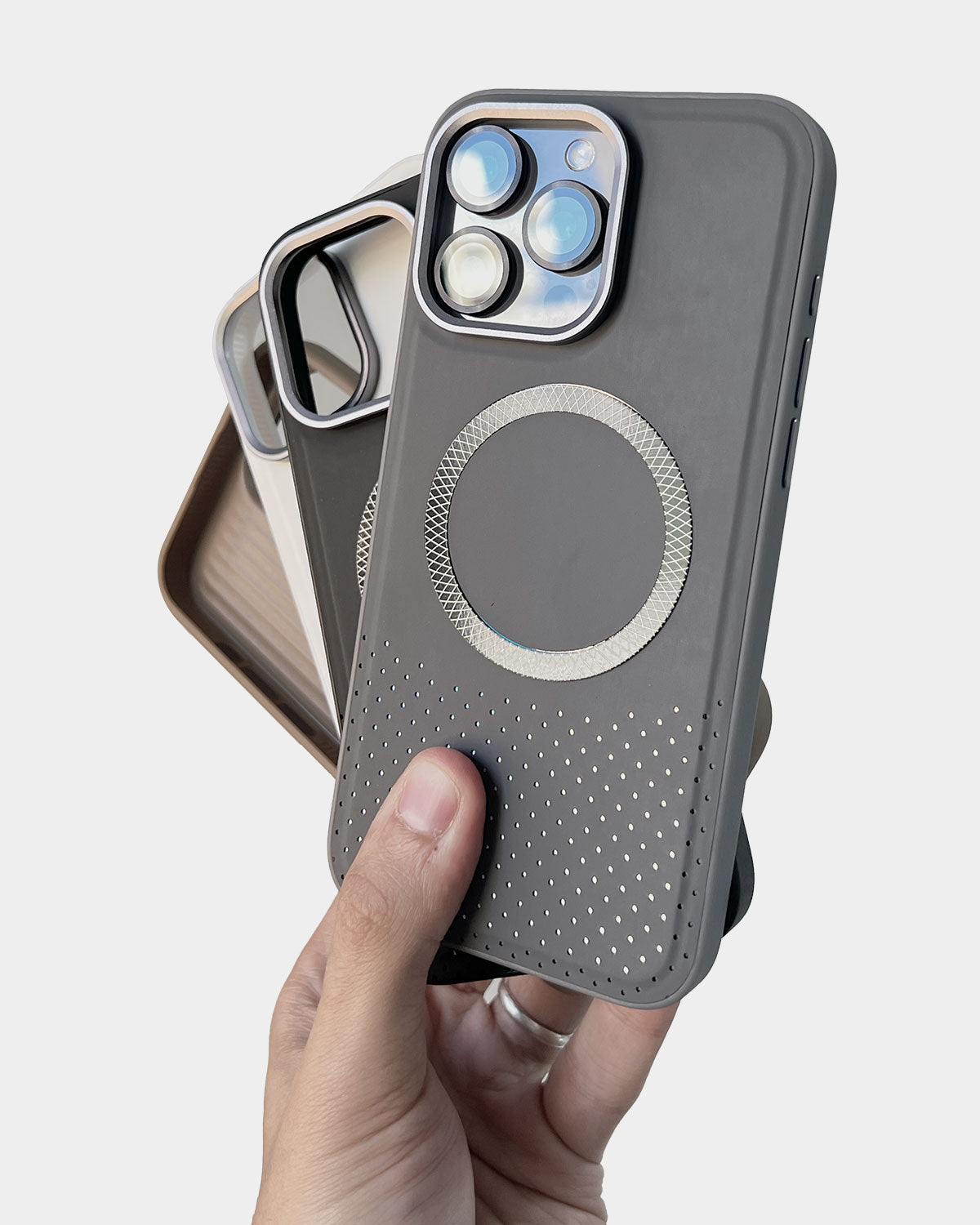 Hard MagSafe Leather And Textured Case for iPhone 15 Pro Max