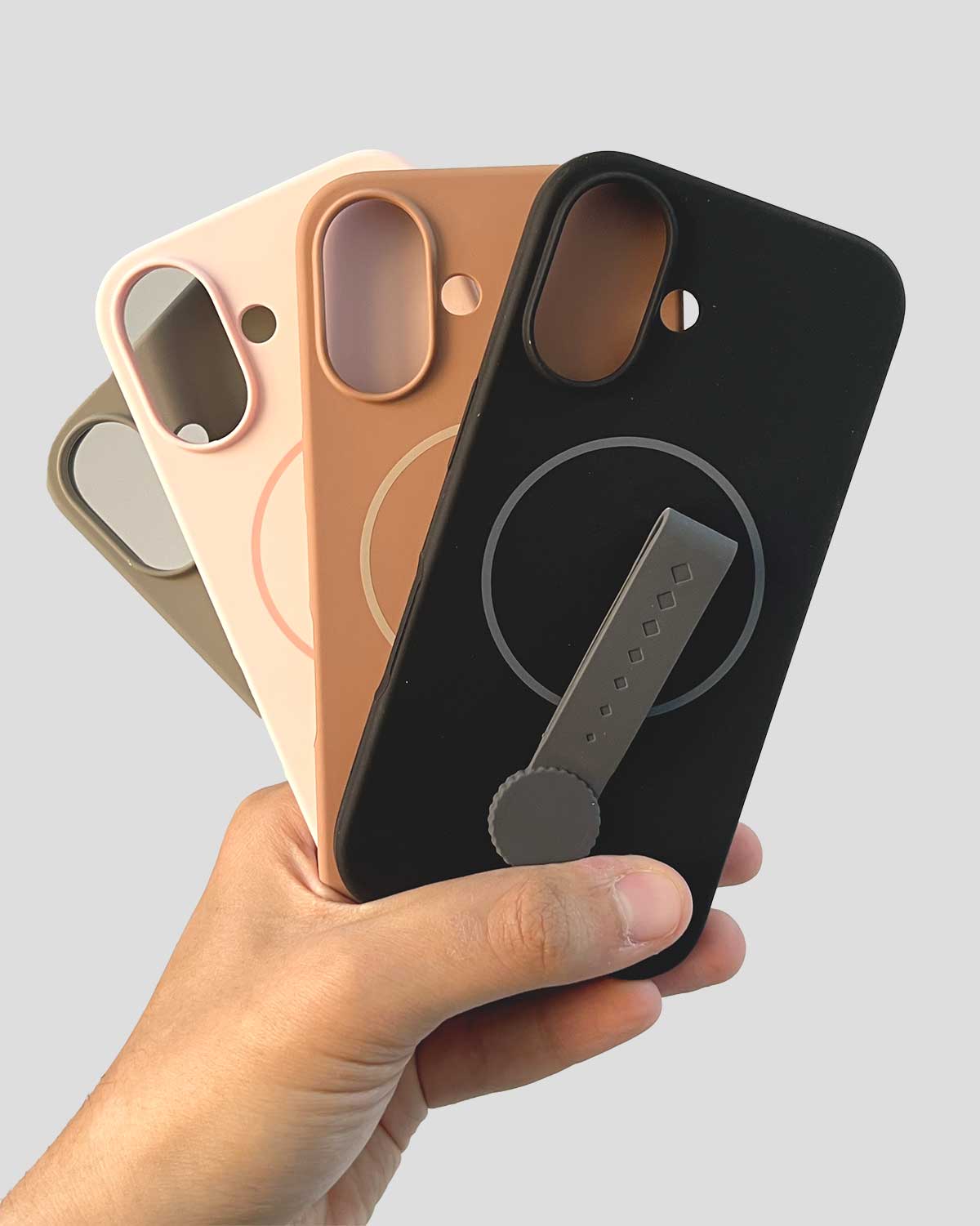 Invisible Magnetic Liquid Silicone Rotating Wristband Case for iPhone 16