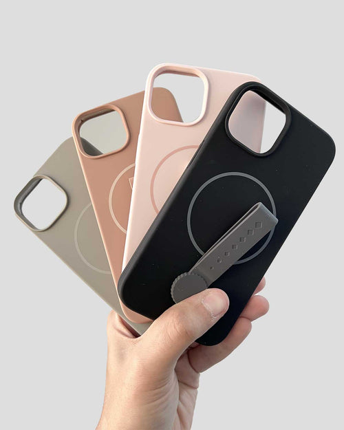 TecHub invisible magnetic liquid silicone rotating wristband case for iPhone 15, showcasing the sleek, flexible design with magnetic closure.
