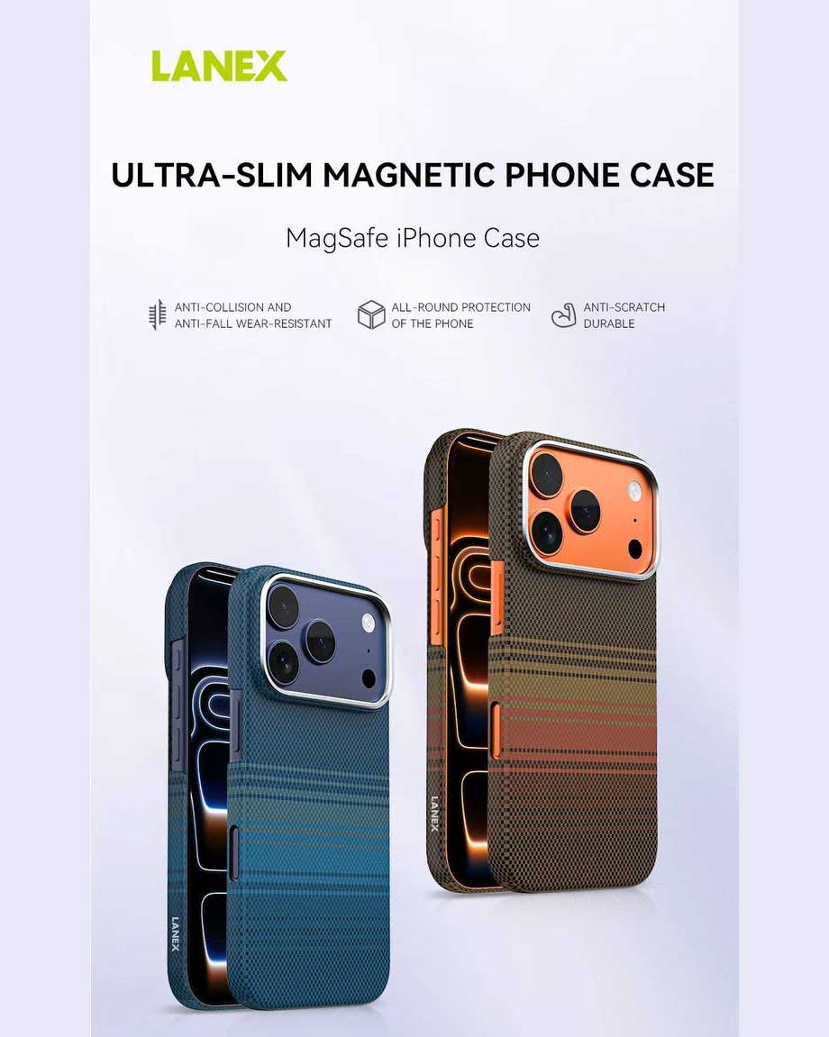 Lanex Premium Ultra-slim Diamond Cut Carbon Fiber Case for iPhone 17 Pro Max - Starry Gold