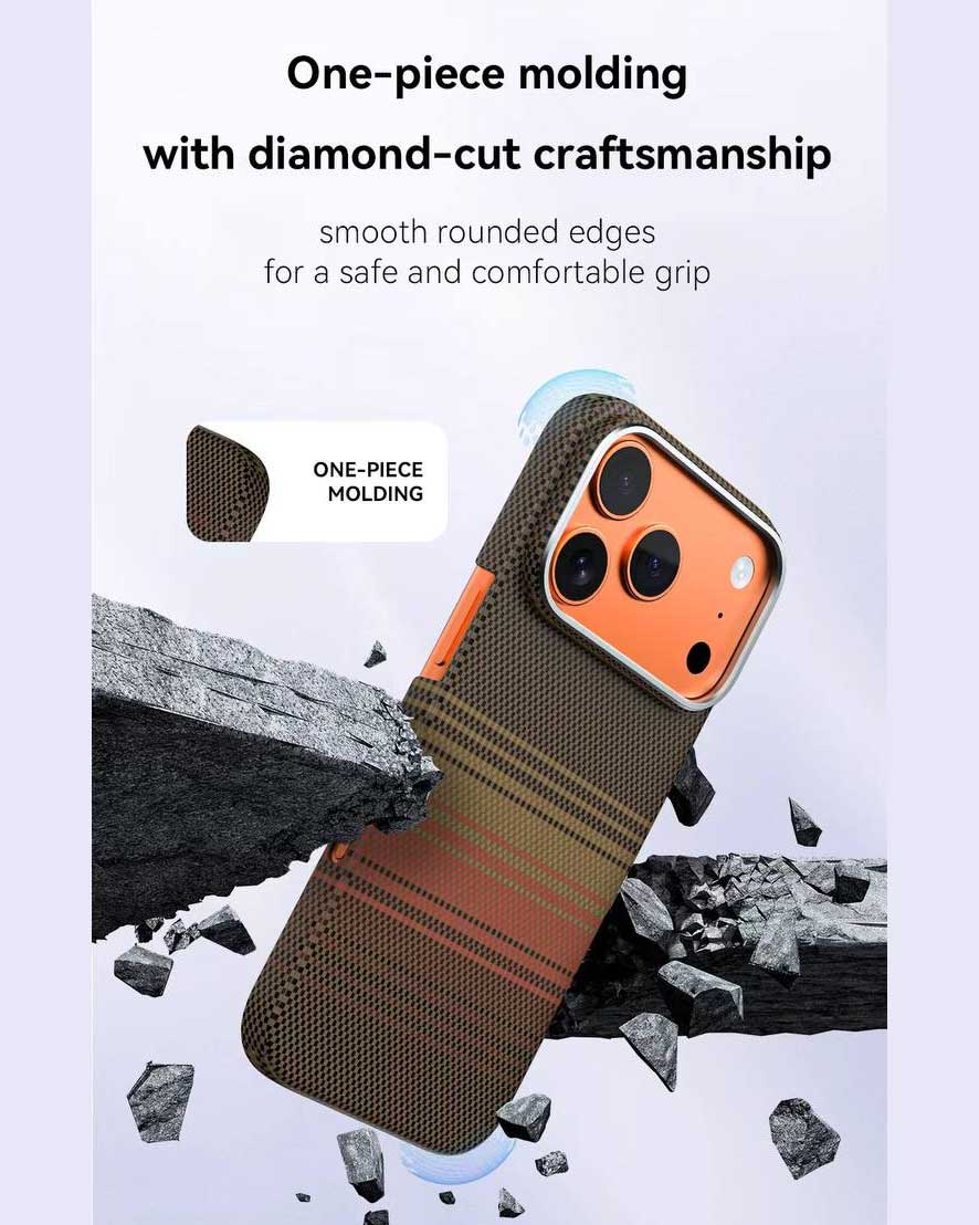 Lanex Premium Ultra-slim Diamond Cut Carbon Fiber Case for iPhone 17 Pro Max - Starry Gold