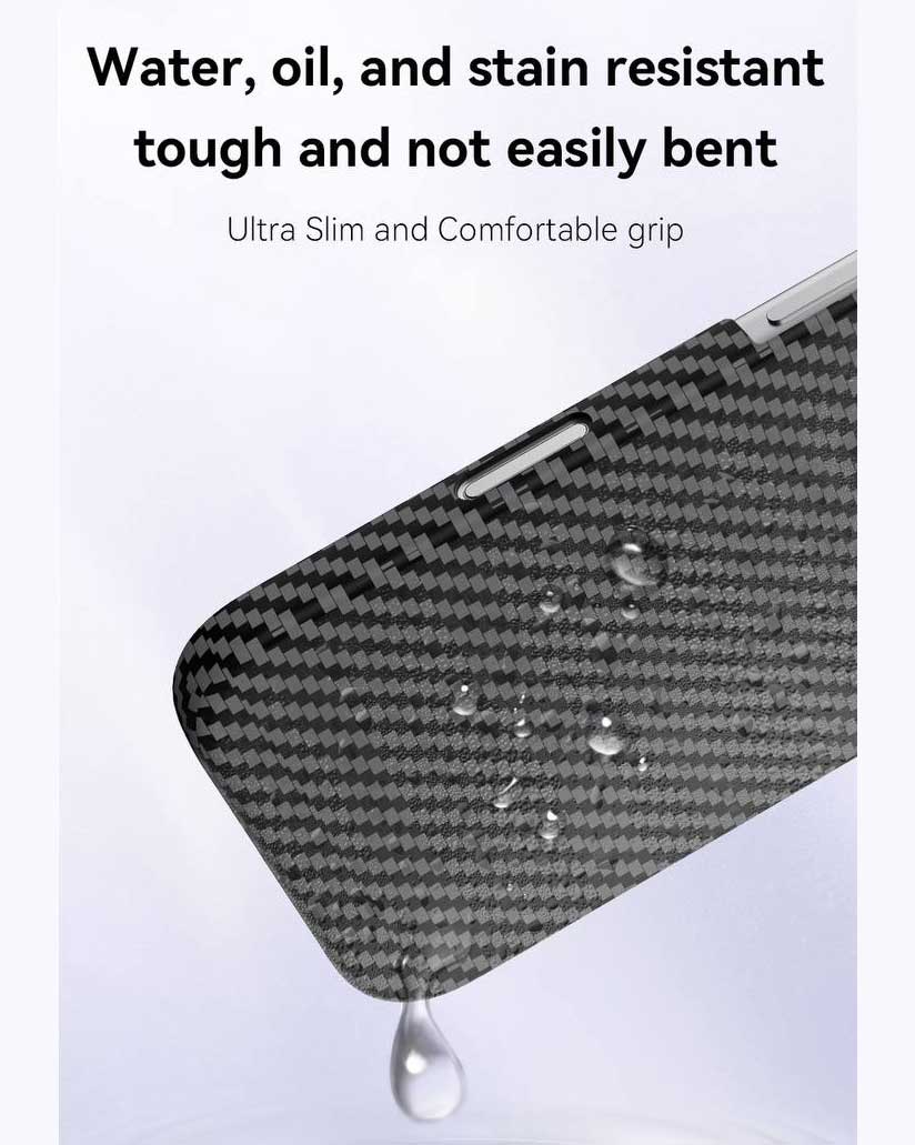 Lanex Striped Ultra-slim Diamond Cut Carbon Fiber Case for iPhone 17 Pro Max - Black