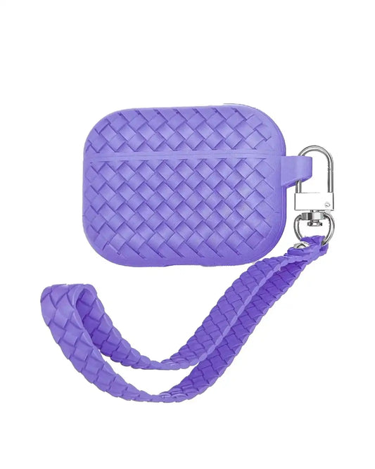 Silicone weavy braided AirPods case by My Store with textured design and secure closure, fits AirPods charging case.