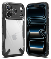 Black Ringke Fusion-X protective TPU case for iPhone 17/18 Pro, showing slim, rugged design with reinforced edges.