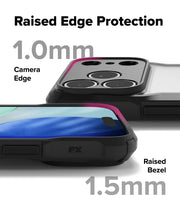 Black Ringke Fusion-X TPU case for iPhone 17/18 Pro, slim, protective, with rugged design and reinforced corners.