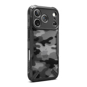 TecHub Ringke Fusion-X slim protective TPU case for iPhone 17/18 Pro Max in Camo Black, showing the rugged design and camouflage pattern.