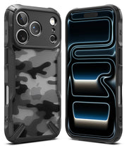 Ringke Fusion-X slim protective TPU case for iPhone 17/18 Pro Max in Camo Black with rugged design and reinforced edges.