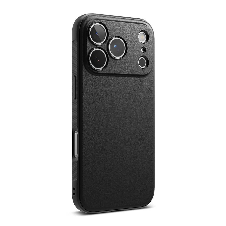 Ringke Onyx black protective TPU case for iPhone 17/18 Pro, slim and durable phone cover with matte finish.