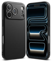 Black Ringke Onyx slim TPU case for iPhone 17/18 Pro, protective and lightweight, shown on a white background.