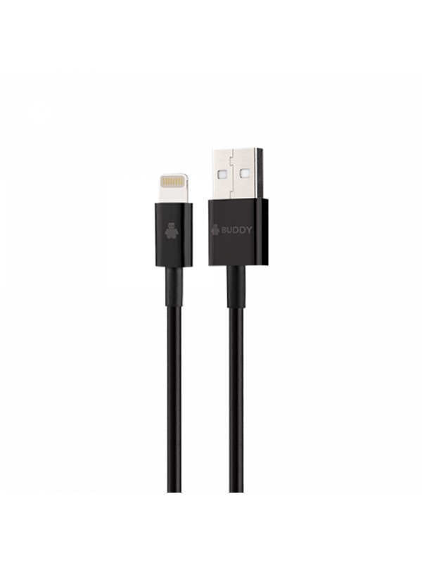 BUDDY BU-IP25 MFI USB-A To Lightning Cable 2.4A 1.2M - Black - TecHub