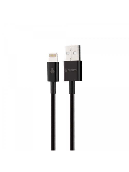 BUDDY BU-IP25 MFI USB-A To Lightning Cable 2.4A 1.2M - Black - TecHub