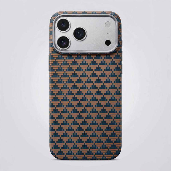 FD Carbon Fiber Textured Metal Camera Frame Shockproof Hard Magnetic Case for iPhone 17 Pro Max - Blue/Gold