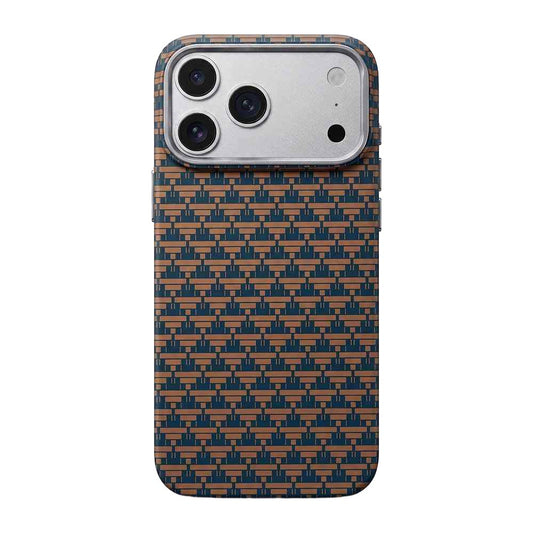 FD Carbon Fiber Textured Metal Camera Frame Shockproof Hard Magnetic Case for iPhone 17/18 Pro Max - Blue/Gold