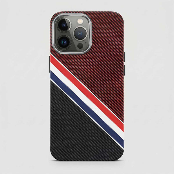 FreeAir Matte MagSafe Carbon Fiber Design Case for iPhone 15 Pro Max - Black/Red