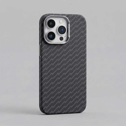 FreeAir MagSafe Carbon Fiber Design Case for iPhone 15 Pro Max - Grey Stripes