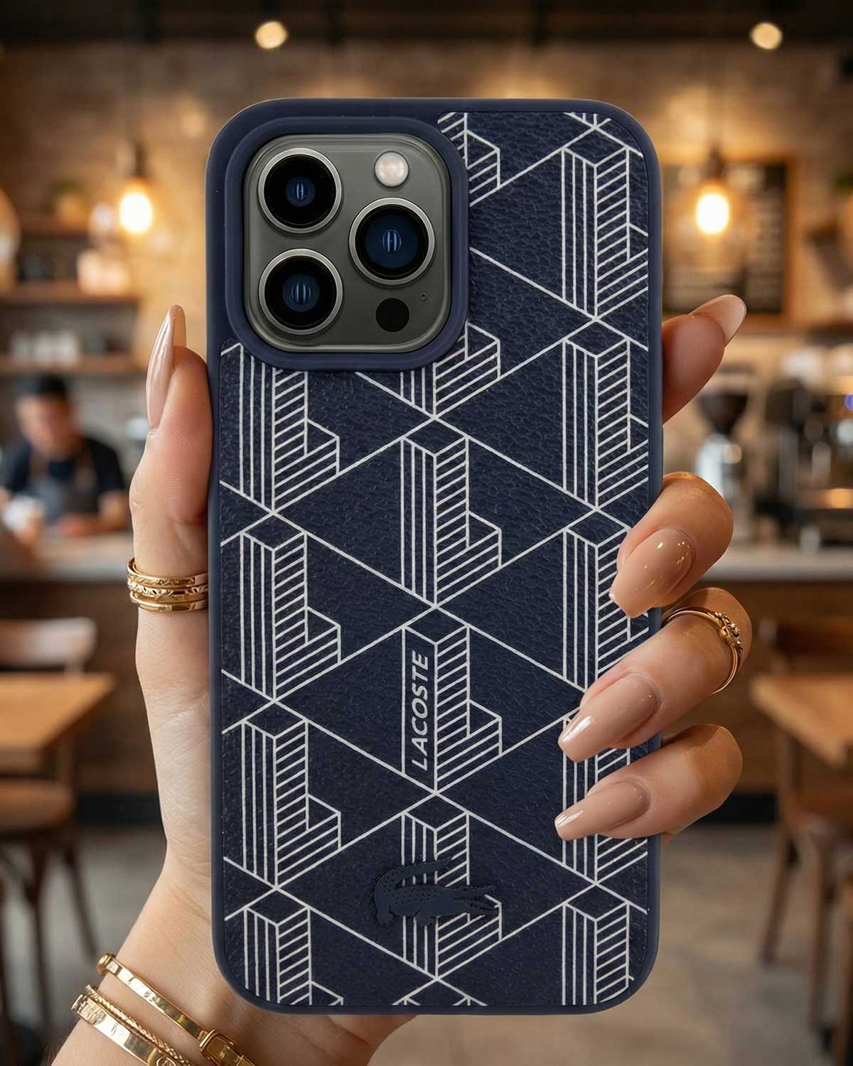 Lacoste Hard PC Leather Case for iPhone 16 Pro Max - Blue