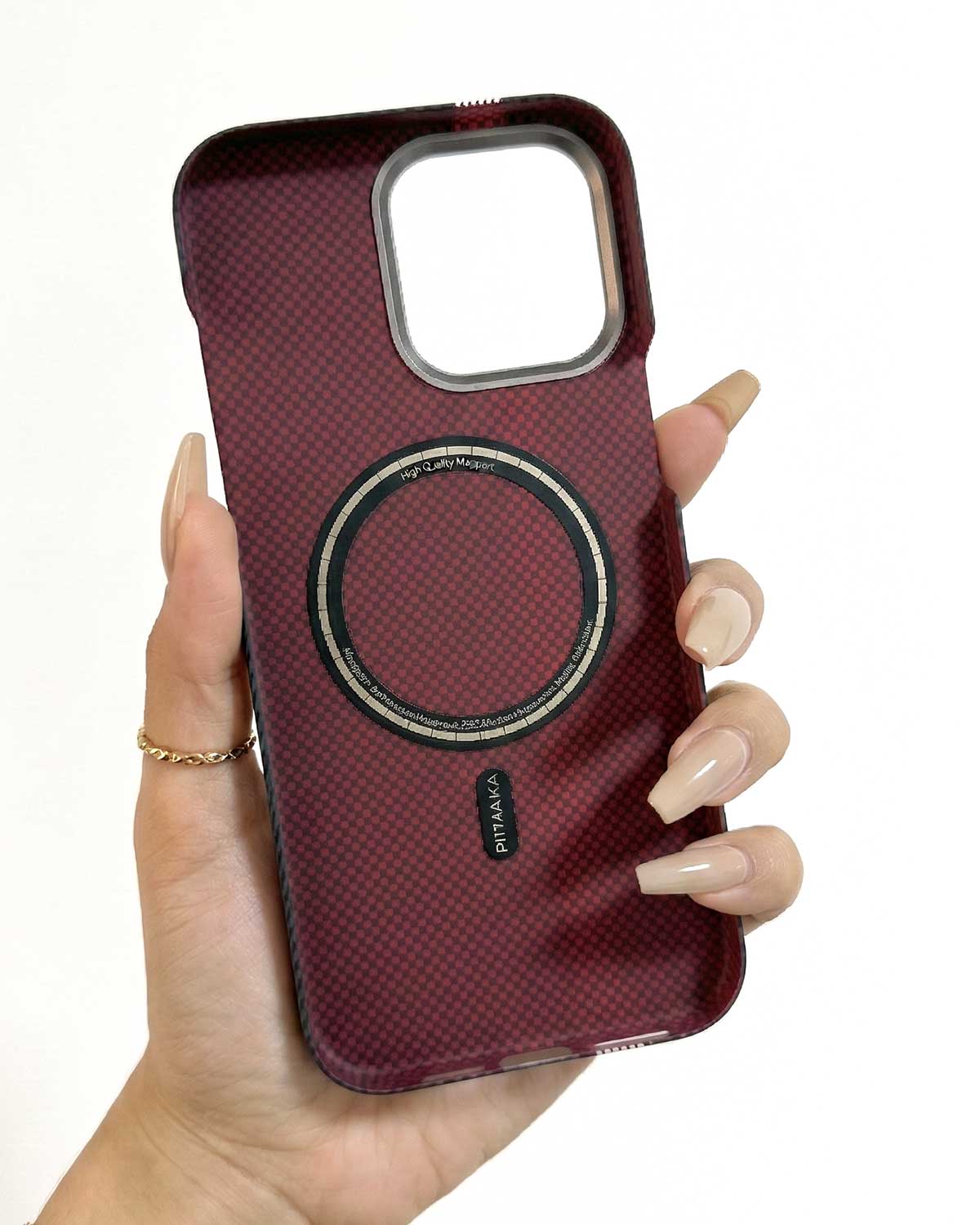 Pitakuka Ultra-Slim Tactile Woven Case for iPhone 16 Pro Max - Striped Blue/Red/Black