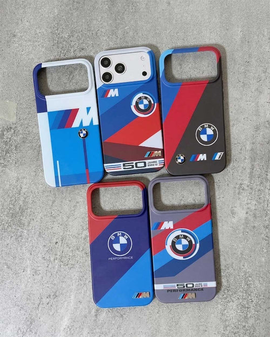 BMW Silicone Matte Case with Metal Emblem Shockproof Case for iPhone 17 Pro Max