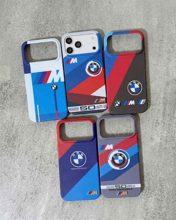 BMW Silicone Matte Case with Metal Emblem Shockproof Case for iPhone 17 Pro Max