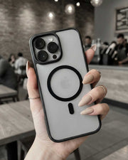 Black Tadamall Premium Clear MagSafe Case for iPhone 16 Pro Max by TecHub, showing the sleek, transparent design and magnetic edges.