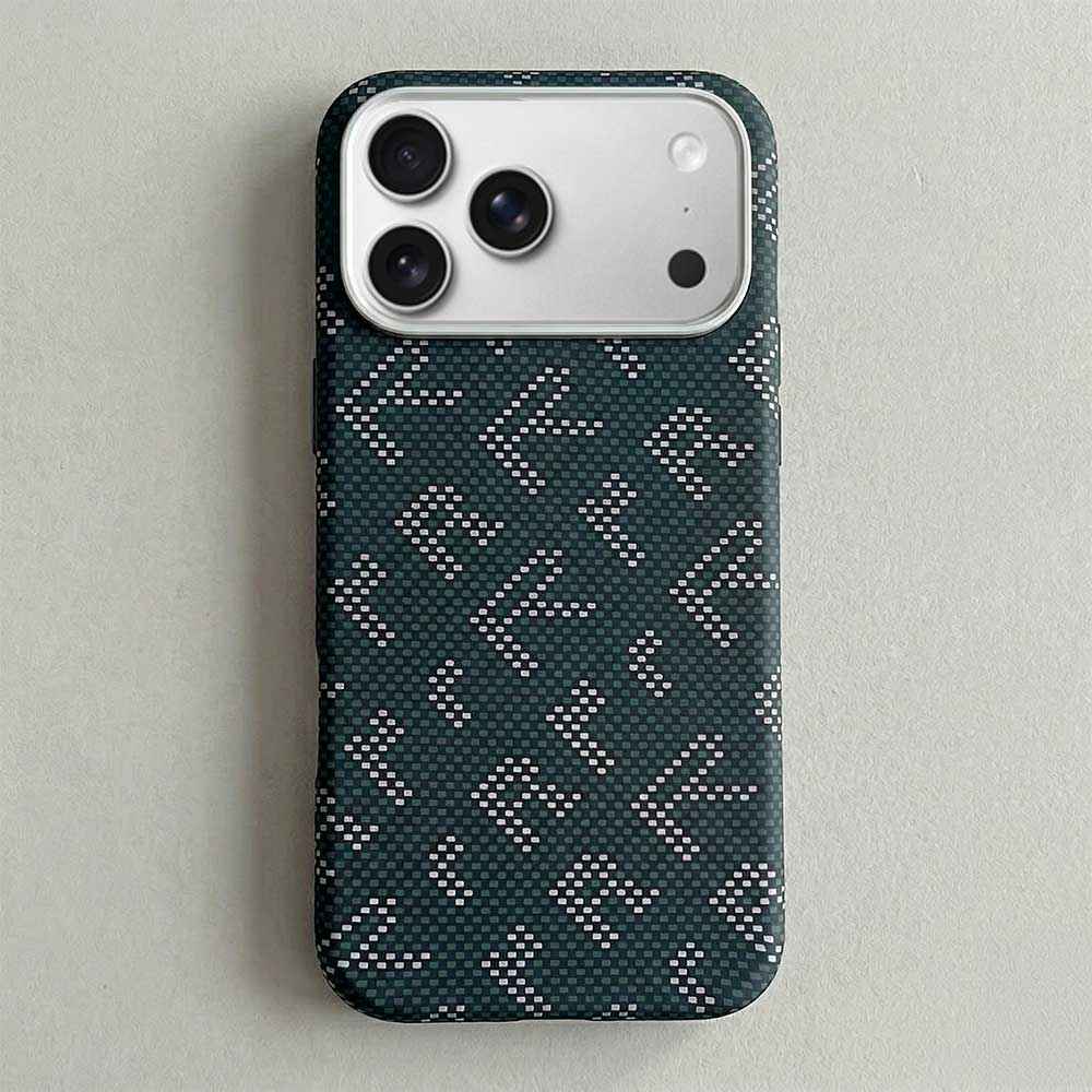 FD Carbon Fiber Textured Metal Camera Frame Shockproof Hard Magnetic Case for iPhone 17 Pro Max