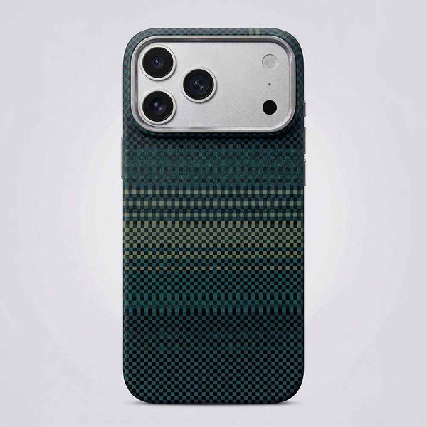 FD Carbon Fiber Textured Metal Camera Frame Shockproof Hard Magnetic Case for iPhone 17 Pro Max - Blue