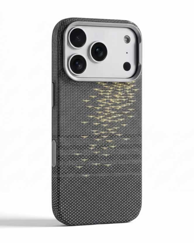 Lanex Luxury Carbon Fiber Pattern Magnetic With Metal Buttons Case for iPhone 17 Pro Max