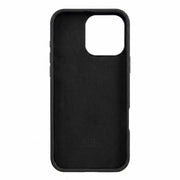Leather unisex iPhone 16 Pro Max case by Karl Lagerfeld in black, featuring sleek design and durable protection.
