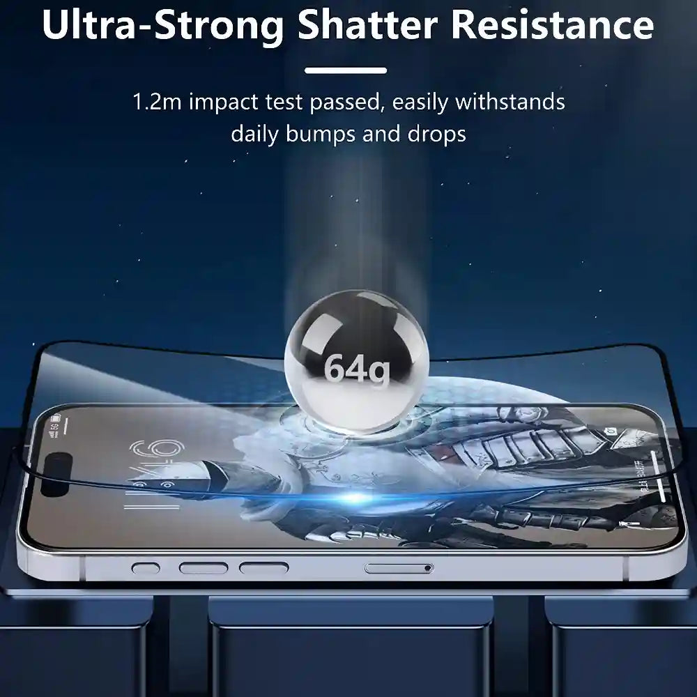 Joyroom JR-MLG0277 tempered glass screen protector with black edge for iPhone 16 Pro, full-screen 2.5D design, protective and clear.