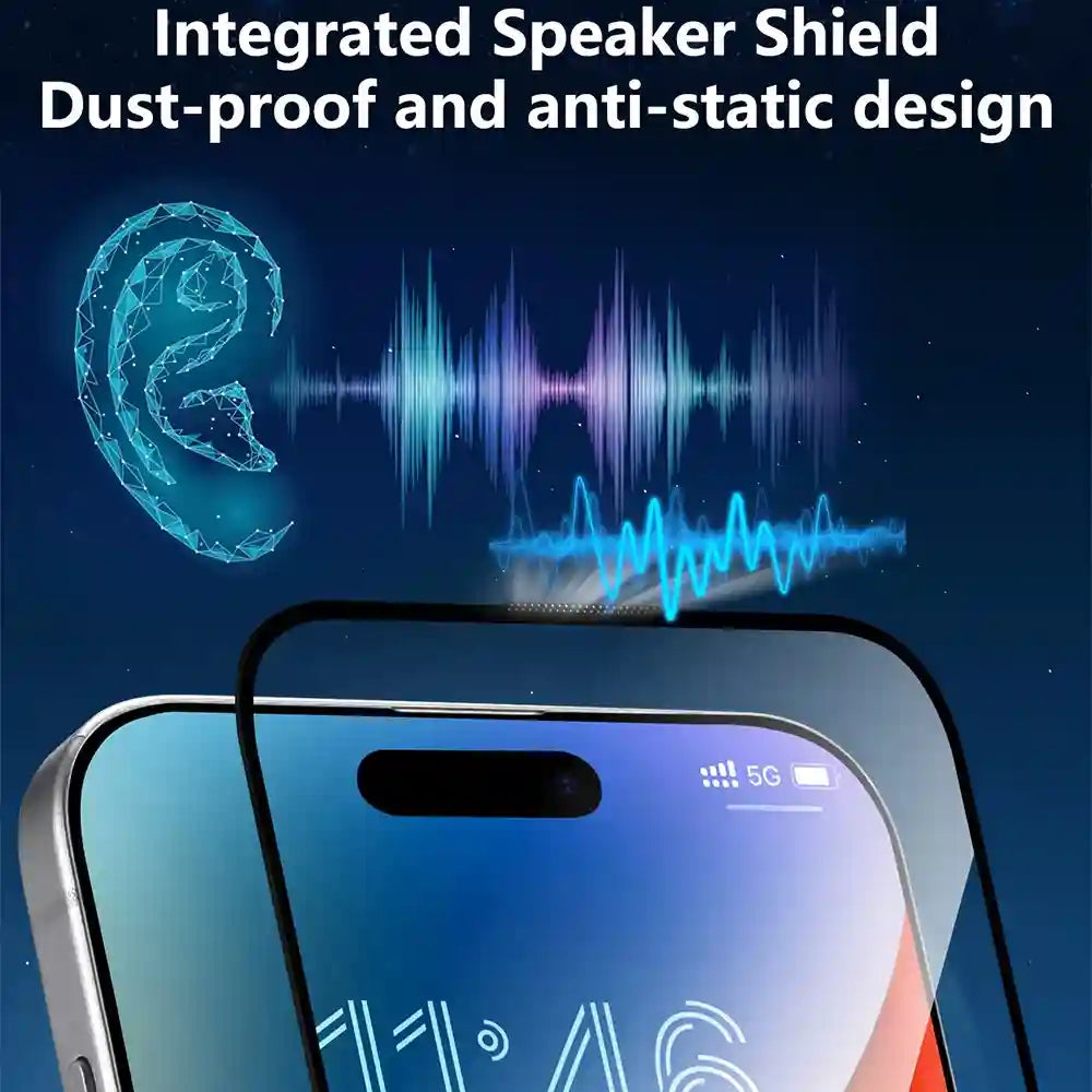 Joyroom JR-MLG0277 tempered glass screen protector with black edge for iPhone 16 Pro, 2.5D full screen protection.