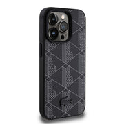 Black Lacoste Hard PC leather case for iPhone 14 Pro Max by TecHub, featuring a sleek design and Lacoste branding.