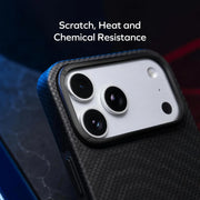 Momax Sōma Carbon City Wave Aramid magnetic case for iPhone 17/18 Pro Max, featuring sleek design and durable material.