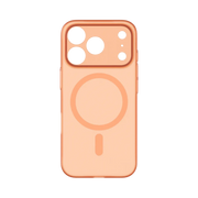 TecHub MOMAX CaseFORM Lite magnetic case for iPhone 17 Pro in transparent orange, showing slim design and magnetic edges.