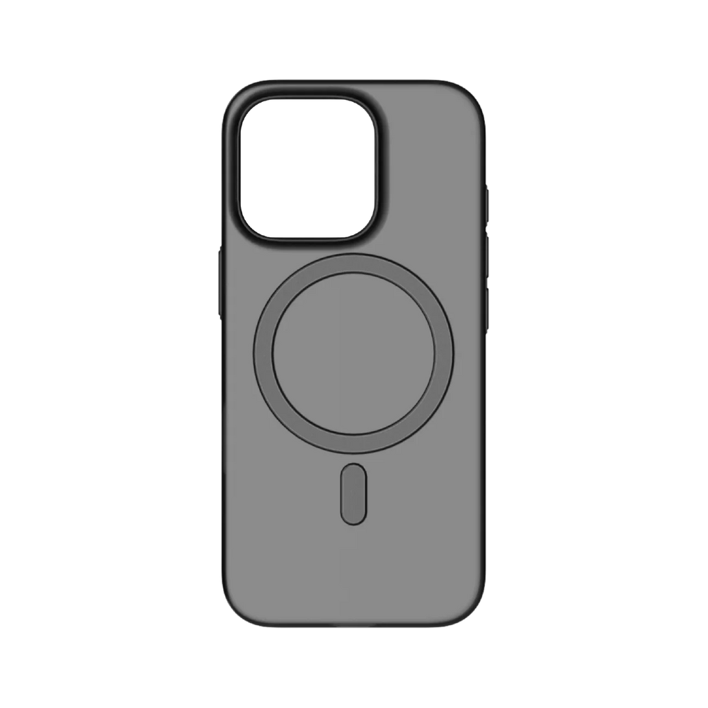 Momax CaseForm Lite super slim black MagSafe case for iPhone 16 Pro Max, showcasing a sleek, transparent black design.