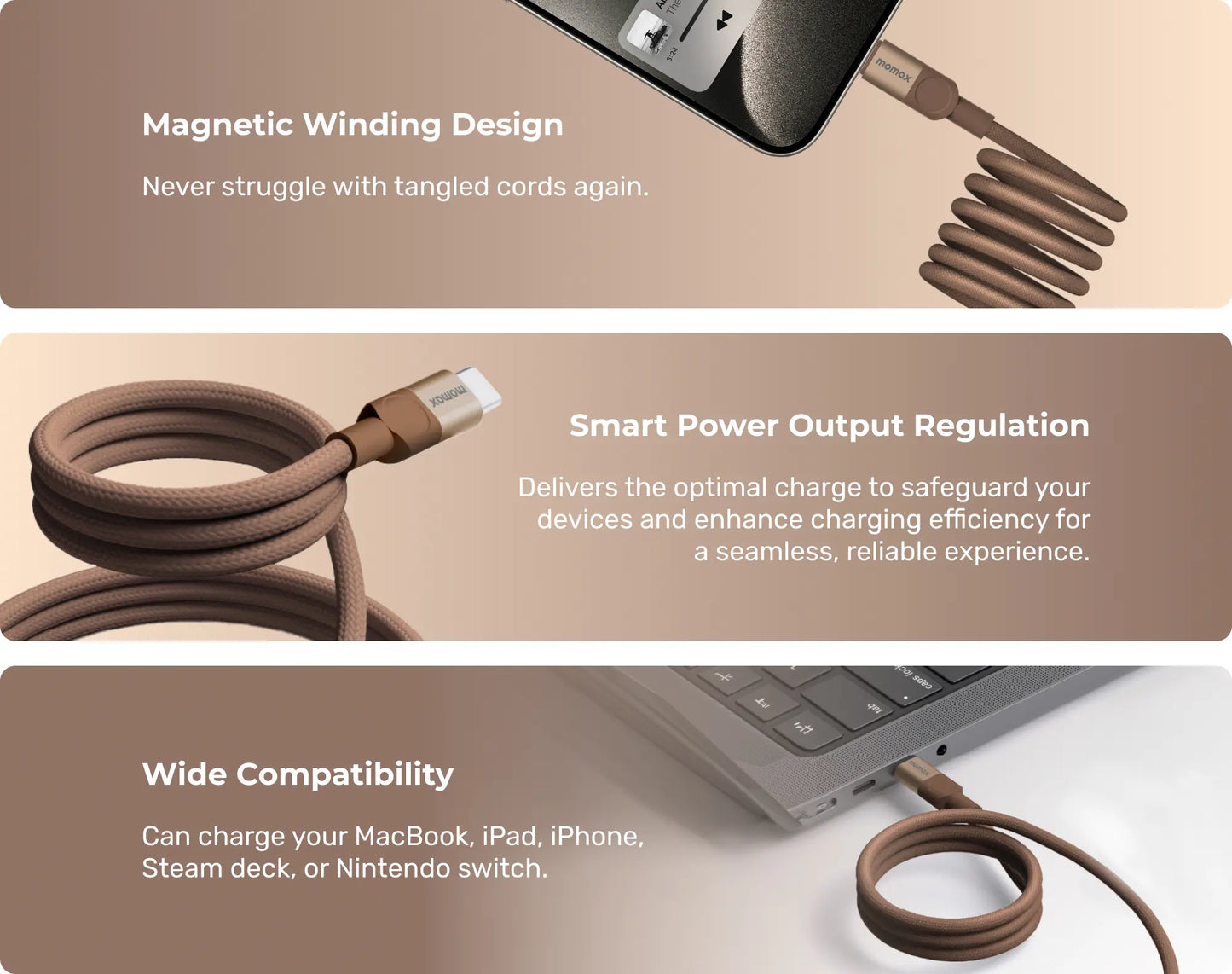 Momax Mag.Link Magnetic USB-C to USB-C Cable 100W USB 3.2 Gen 2x2 (1 Meter)