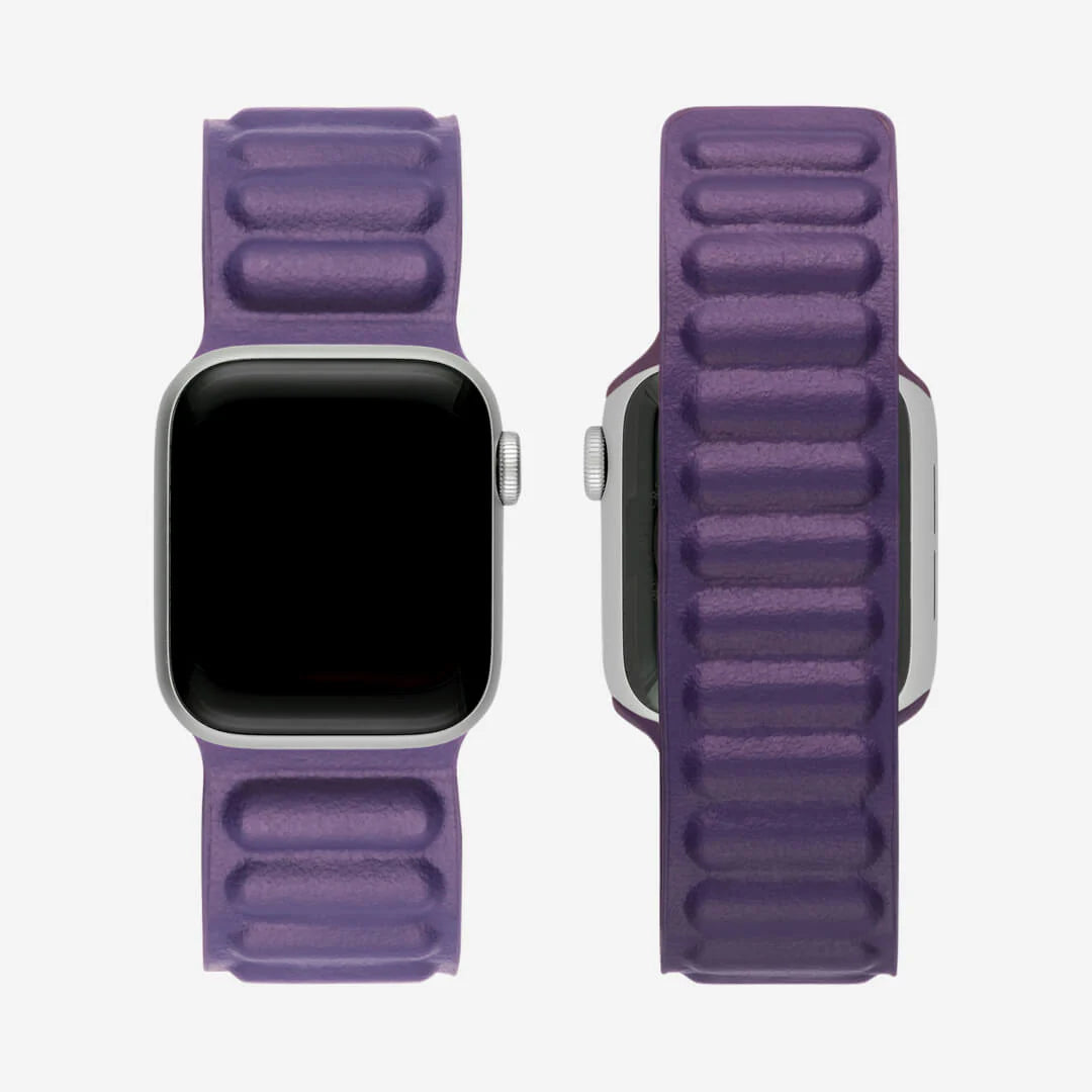 Dual Magnetic Leather Strap For Apple Watch 45mm/49mm – Purple - TecHub