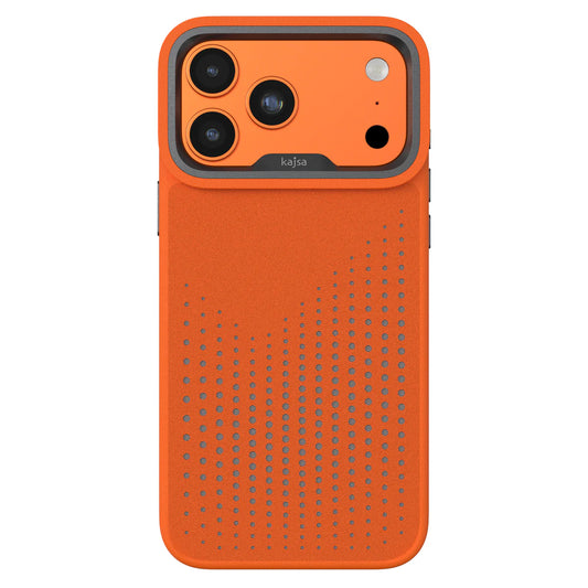 Orange TecHub Kajsa Splendid Series Circle Back Case for iPhone 17 Pro Max, MagSafe compatible, with a stylish circular design.