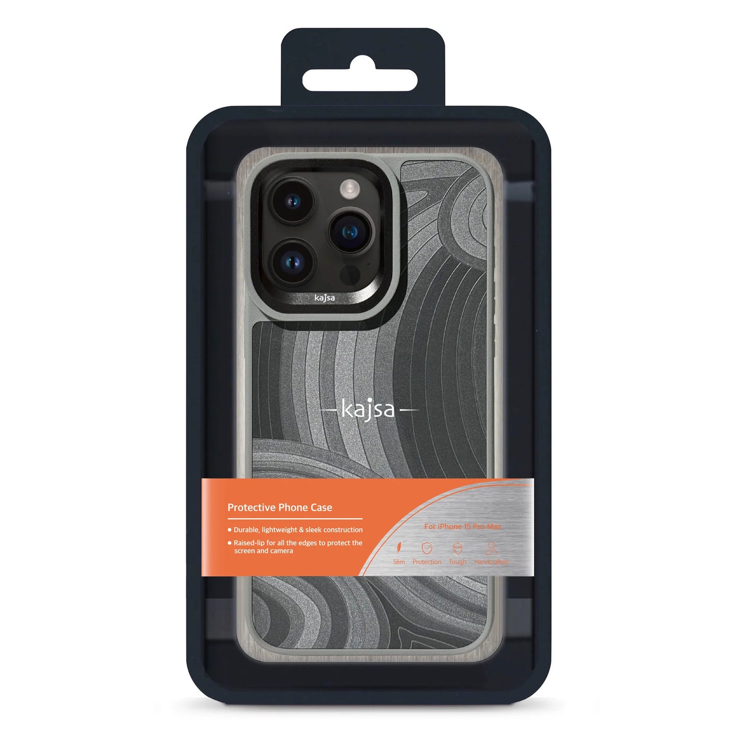 Kajsa Preppie Collection - Latitude Back Case for iPhone 15 Pro Max - Grey