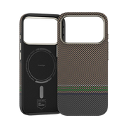 Brown TecHub Benks Prestige ArmorPro case with Kevlar® for iPhone 17 Pro Max, showcasing rugged design and protective features.