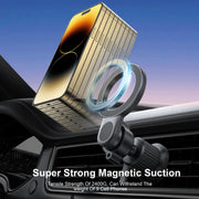 Wiwu MAGO Series MagSafe car mount holder by TecHub, shown attached to a vehicle dashboard for secure phone mounting.