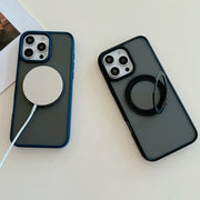Blue TecHub Magnetic Stand Matte MagSafe Case for iPhone 15 Pro Max, showing the sleek design and magnetic closure.