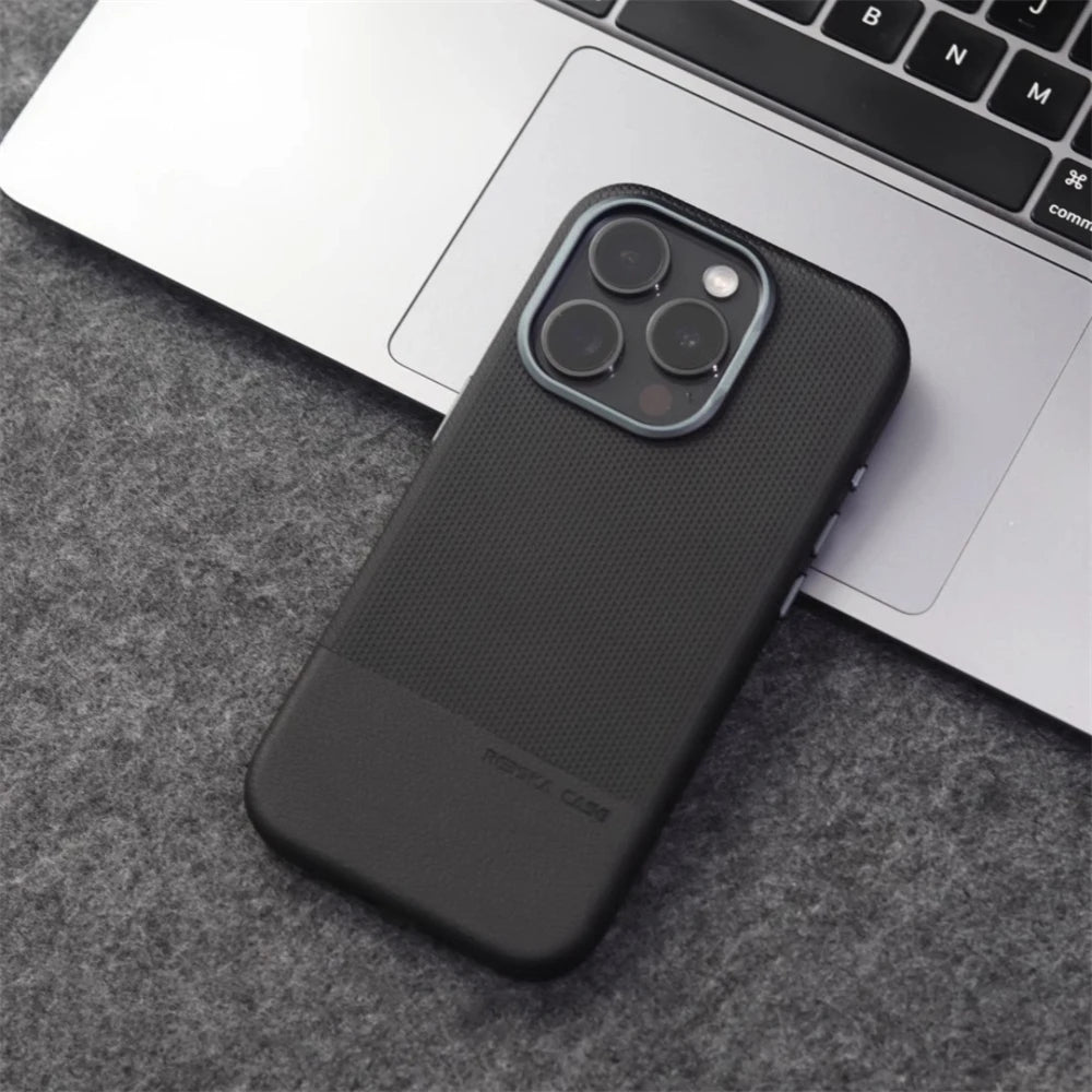 Luxury Alloy Lens MagSafe Leather Case for iPhone