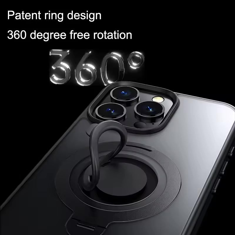 360° Rotation Magnetic Stand Silicone Ring for iPhone 16 Pro Max - Desert Titanium