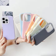 Luxury fluorescent jelly liquid silicone case for iPhone 15 Pro series, transparent and flexible with vibrant glow.