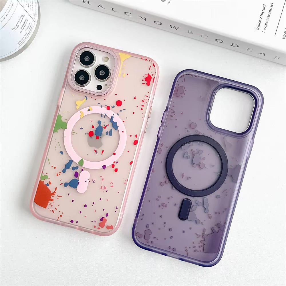 Magsafe Wireless Charging Graffiti Polka Dot Case For iPhone