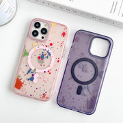 Pink MagSafe wireless charging case for iPhone 13 Pro Max with graffiti polka dot design, made by My Store.