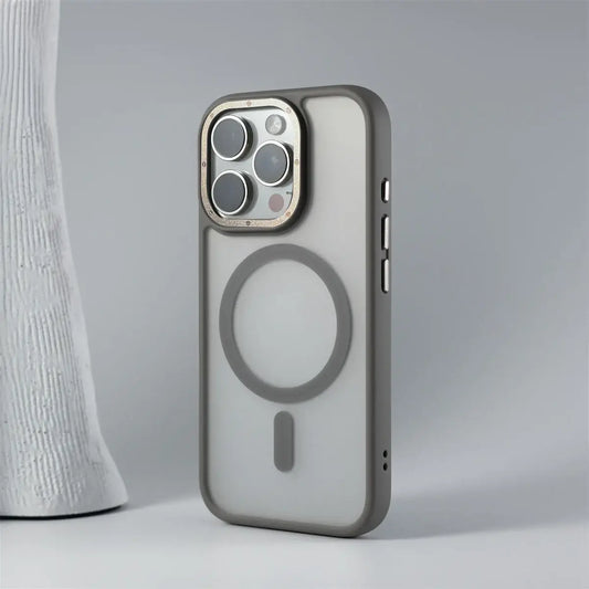 Magnetic Luxury Matte Translucent Armor Shockproof for iPhone 15 Pro Max - Grey
