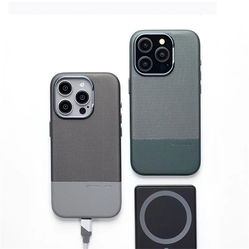Luxury Alloy Lens MagSafe Leather Case for iPhone
